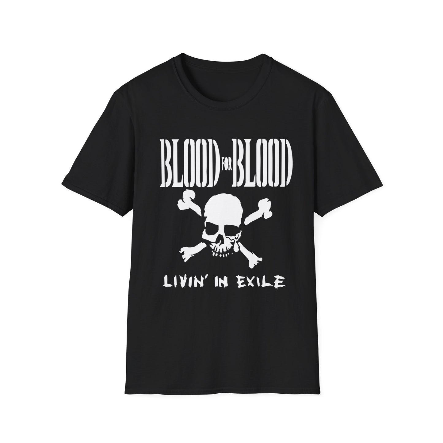 Blood for Blood - Living in Exile Tee | Punk Rock Band Distressed Style Shirt | Punk Band - Unisex Cotton T Shirt